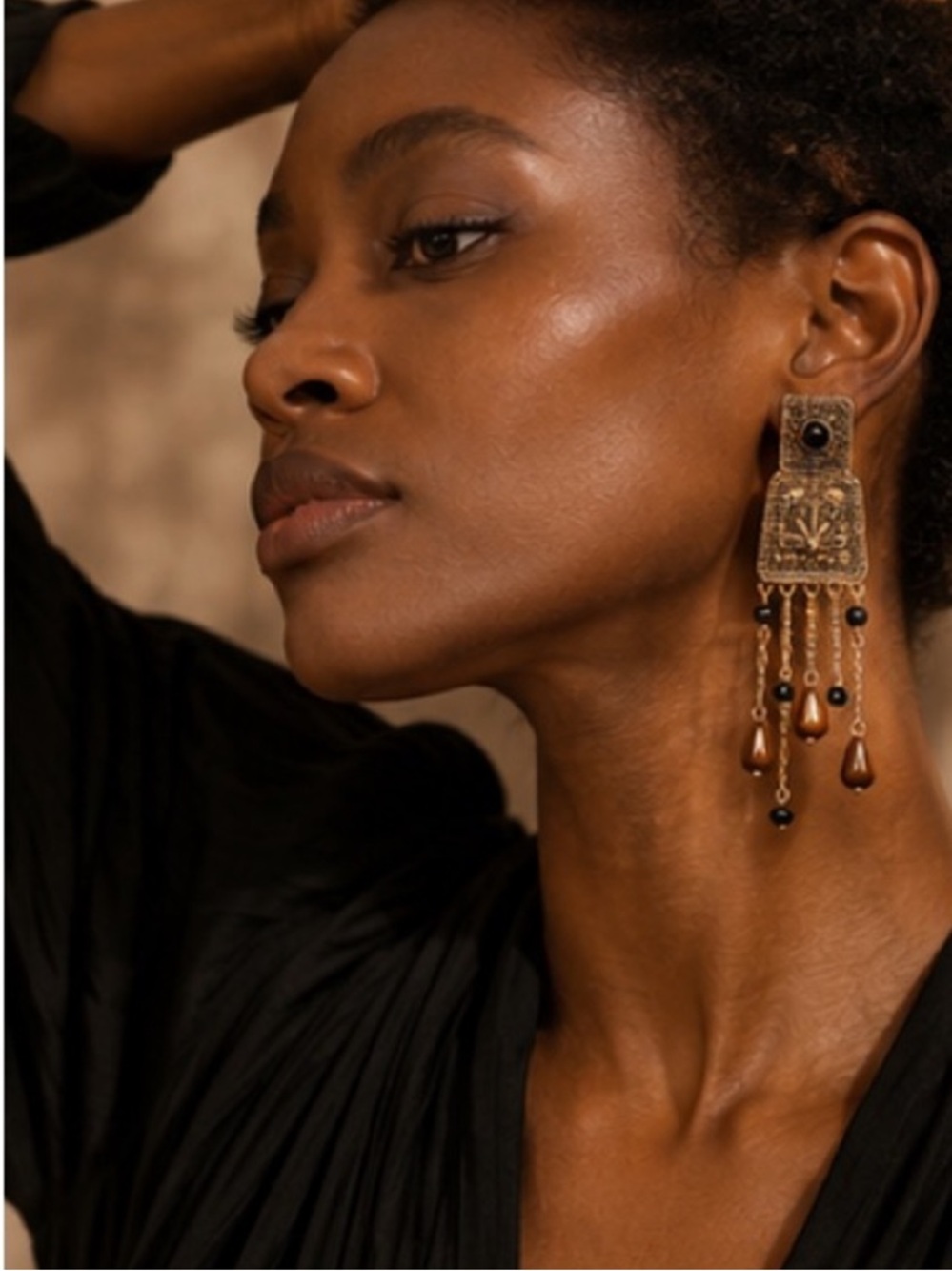 Antique Gold Filigree Chandelier Earrings
